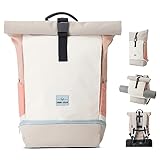 Johnny Urban Rucksack Damen & Herren Beige Rosa - Allen Medium - Rolltop Mit Laptopfach für Uni Fahrrad Business - 15L - Nachhaltig - Wasserabweisend