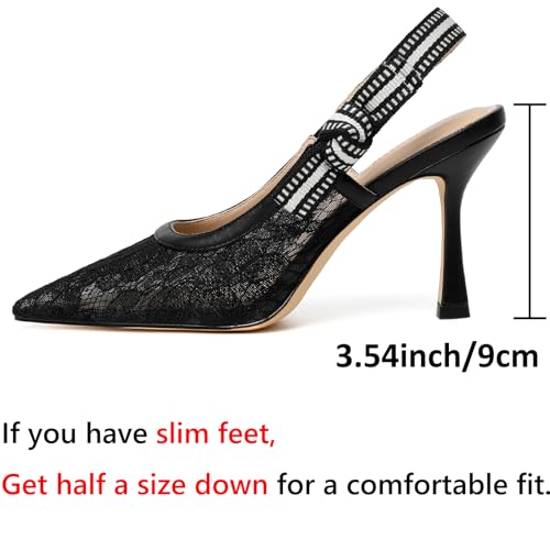 Image of RIBONGZ Sexy Slingback Pumps Elegant Dressy Heels for Women Closed Toe Pointy High Heels Wedding Bride Prom Party Evening Shoes