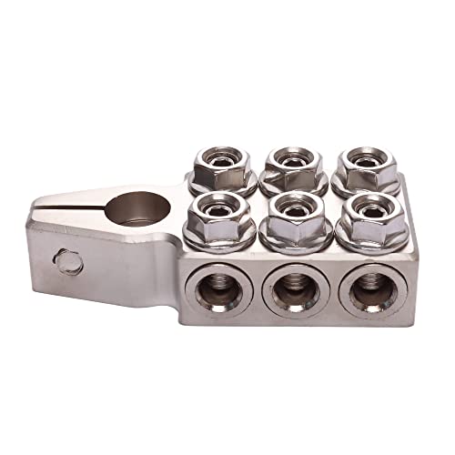 12-Way Battery Terminal Connector 6X2/0 Gauge Awg Lead-Acid Car Audio Battery Terminals Positive And Negative (+/-)(Pair) For Sae/Din/En Tapered Top Post #TOP2