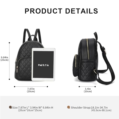 Image of Quilted Small Backpack for Women PU Leather Casual Handbag Daypack Purse | Stylish Quilted Design, water-resistant premium PU leather, matches all daily outfits, lightweight for everyday carry