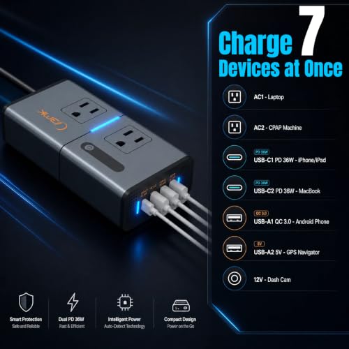 200W 7-in-1 Car Power Inverter