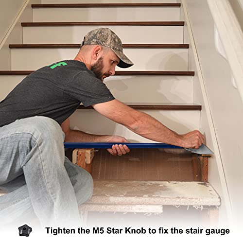 Stair Treads Gauge Template Tool - Measuring Jig Suitable for Wizard, Risers, Shelf and Drywall, Adjustable Angle & Length Range from 11.4In to 60.7In