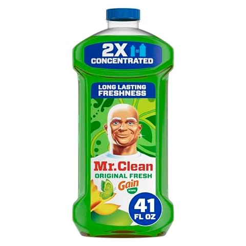 Mr. Clean All Purpose Cleaner, Floor Cleaner for Mopping Home, Bathroom, & Kitchen, Cleaning Liquid for Mop & Bucket, Cleaning Supplies, Multi-Surface Dilutable, Gain, 41oz Cover