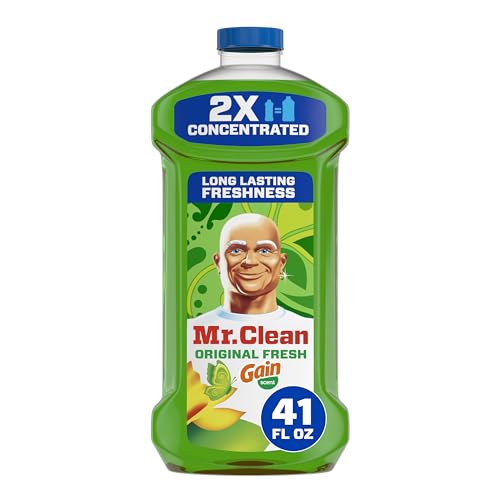 Mr. Clean All Purpose Cleaner, Floor Cleaner for Mopping Home, Bathroom, & Kitchen, Cleaning Liquid for Mop & Bucket, Cleaning Supplies, Multi-Surface Dilutable, Gain, 41oz