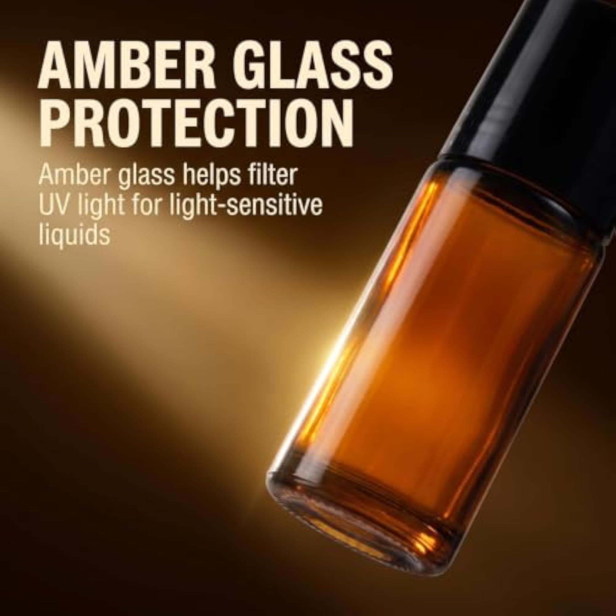 2Pcs Brown Glass Essential Oil Roller Bottles, 50ml
