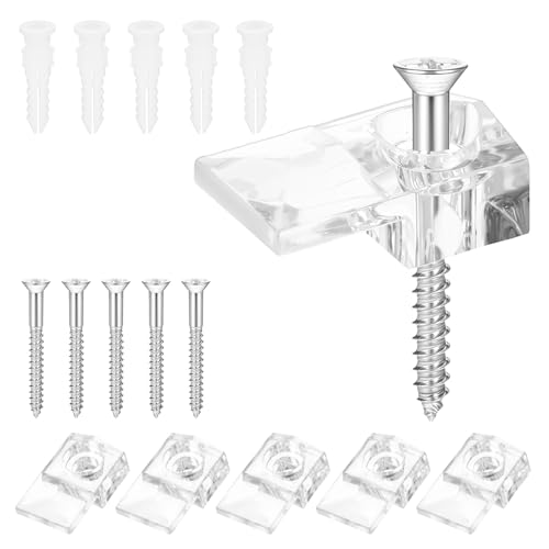 Set di 40 clip per supporto per specchio per montaggio a parete Hardware per montaggio a specchio in plastica trasparente Clip di montaggio per specchio Staffe per specchio Clip per appendere specchio