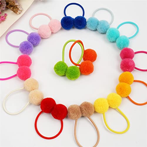 14PCS Girls Hair Bobbles Elastic Hair Rubber Bands Rope Tie Ball Pom Hair Ties Pompom Ball Elastic Hair Band Ponytail Holders for Child Toddlers Girls Kids Hair Accessories - Image 4