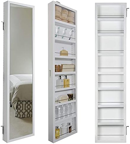 Cabidor Deluxe Mirrored Behind The Door Adjustable Medicine Cabinet, Kitchen & Bathroom Storage Cabinet