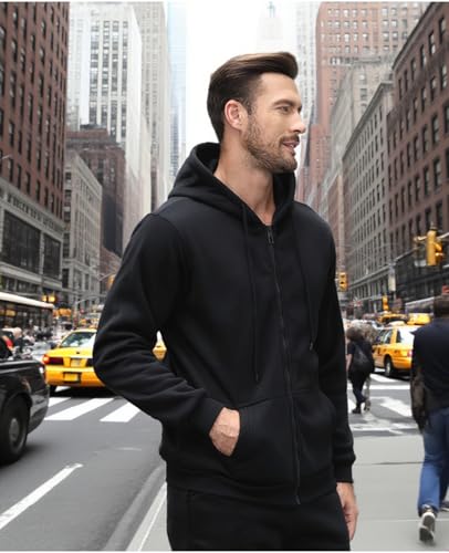 JIHUILAI Men's Fleece Hoodies with Zipper Lightweight Long Sleeve Active Mens Jackets Sports Full Zip Sweatshirts, S-3XL2