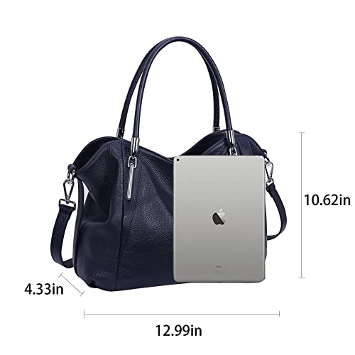 Image of HESHE Leather Shoulder Purses for Women Tote Handbags Satchel Hobo Handbag | Designer Genuine Leather Travel Top Handle Work Bag Ladies Crossbody Purses Adjustable Straps Large Capacity Zippered Closure