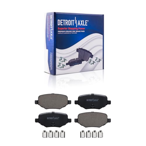 Image of Detroit Axle - Brake Kit for 2012-2019 Ford Flex 2011-2019 Taurus Explorer 2011-2012 Lincoln MKS, Drilled Rotors Ceramic Brakes Pads Replacement: 12.80 inch Front and 12.99 inch Rear Rotor