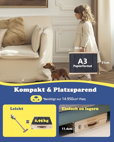 iPetba Hunderampe für Bett & Sofa – Gelenkschonend, Anti-Rutsch, Klappbar, Verstellbar, Tragbar, Für Hunde bis 16 kg