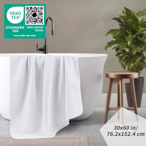 Polyte – 380 g/m² Ręcznik kąpielowy z mikrofibry, antypelujący – Szybkoschnący – Tkanina falista – Duży: 152,4 x 76,2 cm – Opakowanie 2 sztuki
