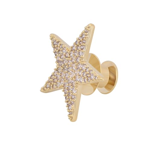 Image of Shining Cubic Zircon Star Brooch Pins Elegant Clear Crystal Flower Lapel Pin Breastpin Badges for Women Men