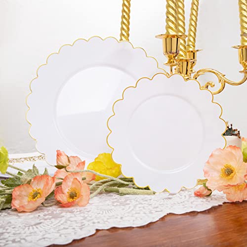 Liyh 350 Gold Plastic Dinnerware, White And Gold Plastic Plates Include 100 Disposable Plastic Plates,150 Plastic Silverware Gold,50 Gold Plastic Cups,50 Gold Napkins For Wedding,Birthday #TOP4