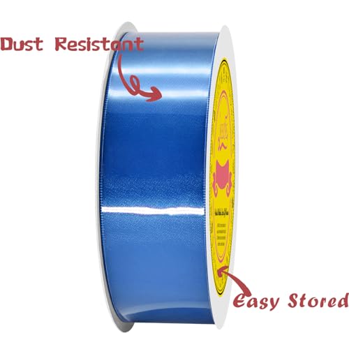 Image of Double Face Satin Ribbon 1-1 /2 inch X 50 Yards Polyester Royal Blue Ribbon for Gift Wrapping Very Suitable for Weddings Party Hair Bow Invitation Decorations