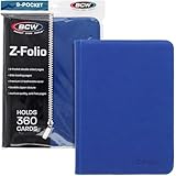 BCW Z-Folio 9-Pocket LX Album - Blue | Secure Zipper Card Organizer | Premium Leatherette Card Collection Binder | Trading Card Binder for Pokemon, MTG, Sport Cards and More