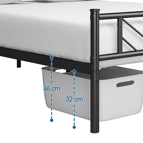 Yaheetech Metallbett 140 x 200 cm Minimalistischer Bettrahmen mit Kopfteil Gästebett mit Lattenrost für Schlafzimmer Gästezimmer 32cm Höhe… – Ansicht 5