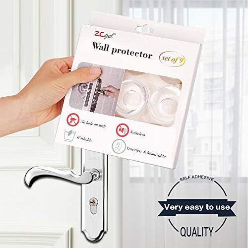 ZCGEL Door Stops,Clear Rubber Door Stopper Bumpers Wall Mounted,Self-Adhesive Wall Protector,Wall Shield & Silencer for Protecting Wall, Doorknobs, Refrigerator Door, Cabinets (9pcs)