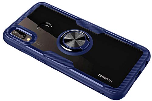 SORAKA Cover Trasparente per Huawei P20 Lite con Supporto anello,Cover Acrilico trasparente Custodia Huawei P20 Lite con piastra metallica per Supporto Auto Smartphone Magnetico