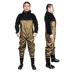 Vissende Borstwaders, Jachtwaders Met Cleat Sole Bootfoot Wading Riem Lichtgewicht Nylon Waterdichte Mens Dames,Khaki,41EU