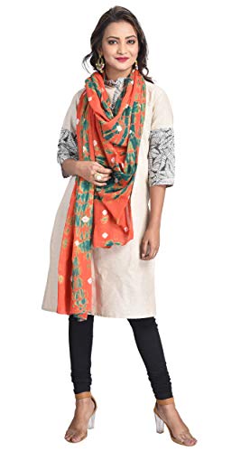 Image of Women's Pure Cotton Multi-Colored Traditional Authentic Tie Dye with Bandhej Bandhani Dupatta Chunni