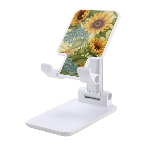 Support telephone ajustable et pliable pour bureau avec motif tournesol