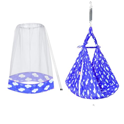 Image of VParents Sleeping Essentials Set with Mosquito Net & Spring (Blue) | Window Hanger not Included, Sunny