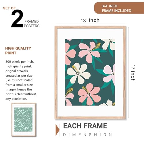 Image of NoWorries Pestal color minimal art Wall decor framed Paintings for Wall decoration /Wooden Wall decor for living room, Bedroom Area - Minimalist frames for Home /Cafe - Wall paintings for living room (Theme - floral art) (Synthetic Wood frame) (Leminated 300 GSM Print) (framed, Multicolur) Set of 2