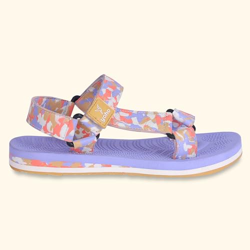 Image of YOHO EVA Sandals for Women | EVA sole | Comfortable cushioned sole with TPR base | Lightweight | Soft skin friendly straps | Adjustable straps | Velcro closure | Vibrant colour options
