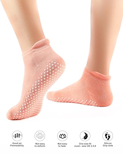 Image of Pilates Grip Socks, Yoga Socks with Grip for Women Men, Non slip skid Socks for Barre Workout Hospital