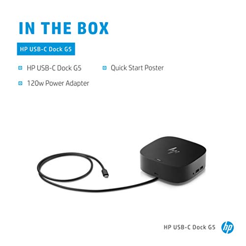 Hp Usb-C Dock G5 - 8 In 1 Adapter For Both Usb-C And Thunderbolt-Enabled Laptops, Pcs, & Notebooks - Single Cable For Charging, Networking, Or Data Transfers - Great For Secure & Remote Management #TOP3