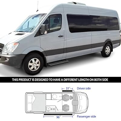 APS Premium Running Boards 6in Black Compatible with Dodge Mercedes-Benz Sprinter 10-26