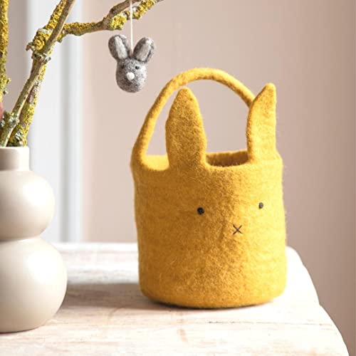 Én Gry & Sif Osterkorb Häschen I Osternest zum Befüllen oder als Osterdeko, hand-made, Osterkörbchen aus Filz, Gelb Kinderkorb