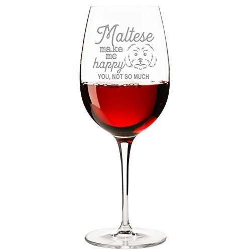 Copa grabada de vino 18 oz Maltese Make Me Happy 2 pzas
