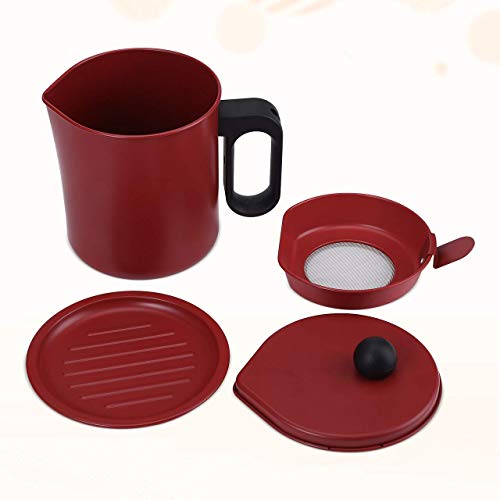 Bacon Grease Container With Fine Mesh Strainer 1.7L Oil Pot With Strainer Cooking Oil Filter With Anti-Scalding Handle And Coaster Tray Stainless Steel Oil Storage Pot Can For Cooking Oil, Frying Oil #TOP7