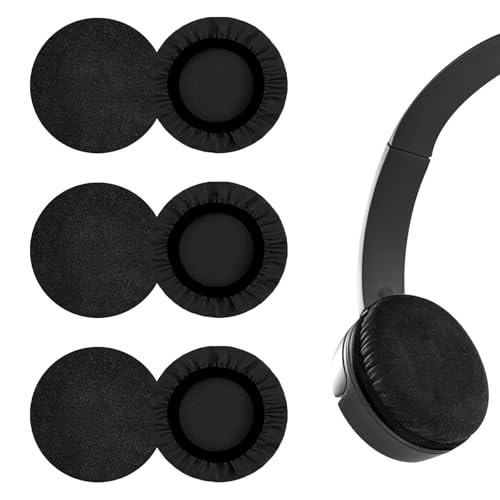 Lot de 6 Couvre-Oreille Casque Audio Extensibles – Housse Lavable pour Écouteurs Ø 6–8 cm, Protection Hygiénique en Tissu Respirant pour Casque Bureau, Salle de Sport, Hôtel, Call Center (Noir)