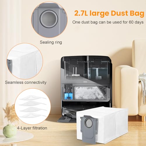 Image of 28 Pack Accessories Kit for Roborock Saros 10R /Saros 20 /Qrevo Edge 2 Vacuum | 2 Pairs Mainbrush 6 Side Brush 4 Filter 6 Mop Pads 6 Dust Bags 1 Cleaning Brush 1 Screwdriver
