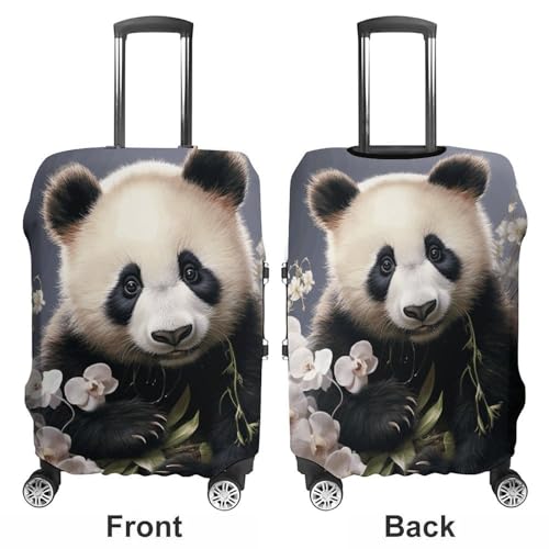 Panda With Flower Luggage Cover Travel Suitcase Covers for Luggage Elastic Carry on Luggage Covers for Suitcase Tsa Approved Washable Luggage Sleeve Protector Fits 18-32 Inch L3
