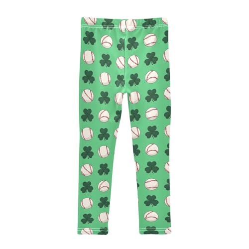 Baseball Clover Pattern Girls Leggings Soft Comfortable Athletic Leggings Dancing Pants for 4-10 Years2