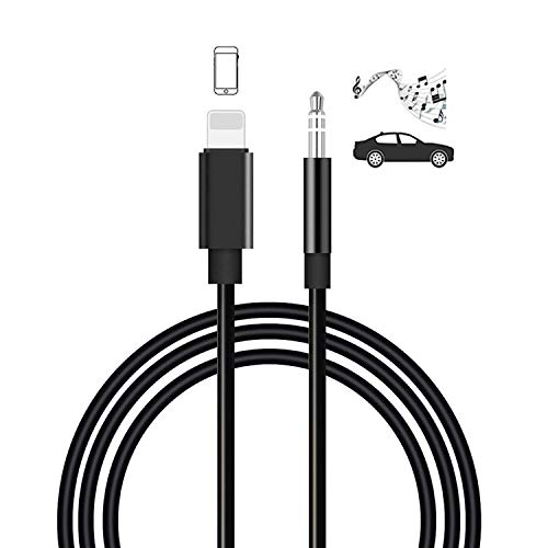 Câble Audio Auxiliaire Voiture, 3.5mm Stéréo Adaptateur Mâle Compatible avec Phone, Pad, pod, Maison/Voiture stéréo, Haut-parleurs, écouteurs, Support iOS 11 ou Plus Tard, 1M-Noir