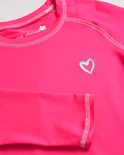 Image of Pink Platinum Girls Rash Guards - 2 Pack Quick Dry UPF50+ Sun Protection Beach Pool Long Sleeve Swim Shirt for Girls