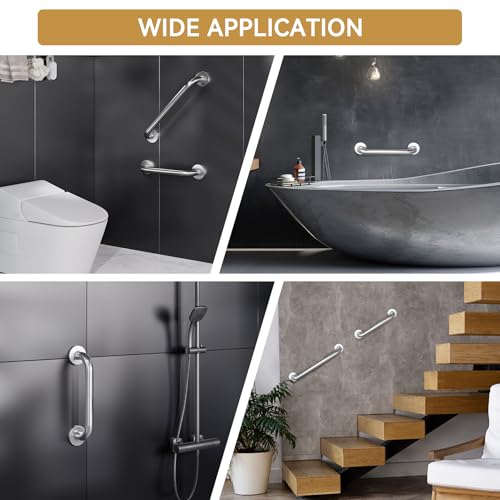 Image of AmazerBath Grab Bars for Shower 9 inch L x 1 inch D, Handicap Shower Grab Bars for Senior Anti Slip, Shower Safety Bars for Wall Stainless Steel, Holds up to 500LBs, Brushed Nickel