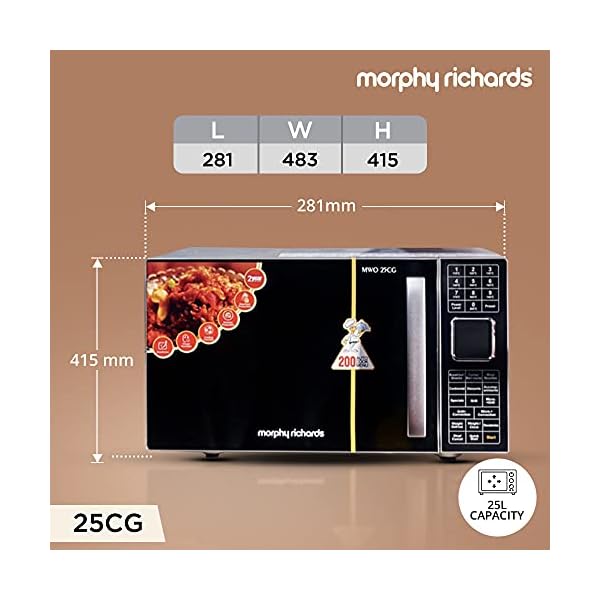 Morphy Richards 25 CG 25L Convection Microwave Oven with 200 Autocook Menus and Child Lock