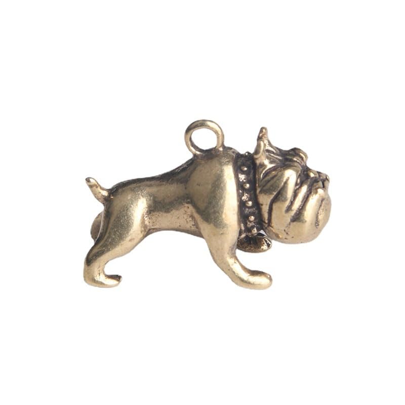 DUTACK Schlüsselanhänger aus reinem Messing, niedlicher Cartoon-Hund, Vintage-Stil, Kupfer, Tier, französische Bulldogge, Mops, Figuren, Schlüsselanhänger,...