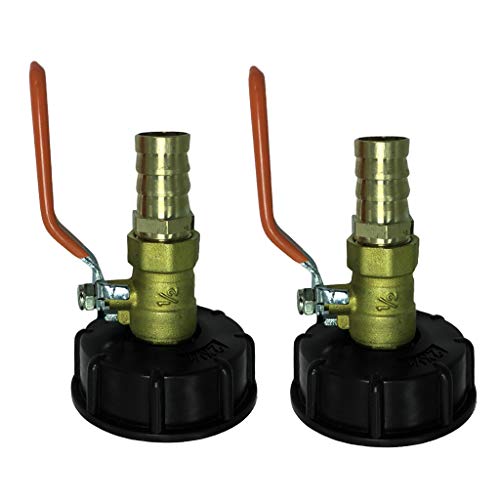 Preisvergleich Produktbild KESOTO 2er Set IBC Tankventil Auslaufhahn Schlauchanschluss Wasserhahn Messingventil