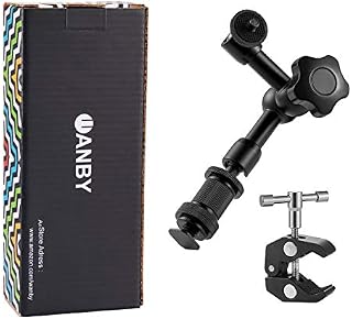 WANBY 7 Inch Articulating Friction Magic Arm & Large Adjustable Super Rod Clamp Pliers Clip with 1/4" and 3/8" Thread for DSLR Camera Rig, LCD Monitor, LED Lights, Flash Light (Arm & Clamp)