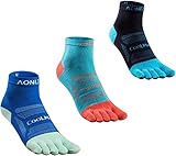 3 Pares De Calcetines Deportivos De Corte Bajo Para Hombres Y Mujeres, Calcetines Para Los Pies, Soporte Para El Arco, Sin Blíster, Calcetines Con Cinco Dedos (B#Lake blue,Blue,Black - M )