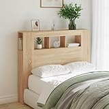 Gecheer Testiera per Letto Piazza e Mezza,con Cotenitore,con LED,in Multistrato,Rovere Son...