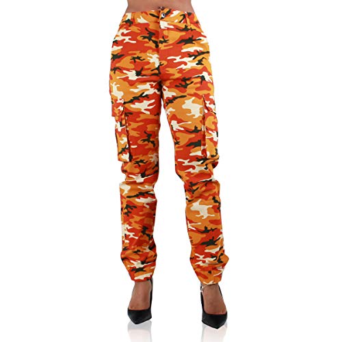 Red Fox Women's High Waist Camouflage Military Cargo Jogger Pants - Army Casual Camo Cargo Stretch Comfy Athletic Pockets